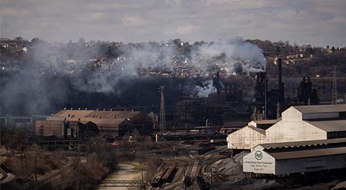 A view of U.S. Steel Edgar Thomson Steel Works along the Monongahela River