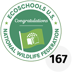 EcoSchools U.S. Green Flag seal with the number 167 next to it