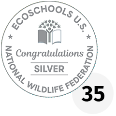 EcoSchools U.S. Silver Certification seal with the number 35 next to it