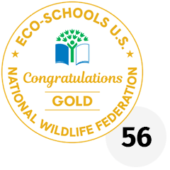 Eco-Schools U.S. Gold Certification seal with the number 56 next to it