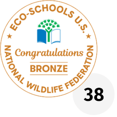 Eco-Schools U.S. Bronze Certification seal with the number 38 next to it