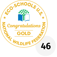 Eco-Schools U.S. Gold Certification seal with the number 46 next to it