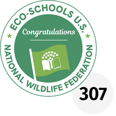 Eco-Schools U.S. Green Flag Certification seal with the number 307 next to it