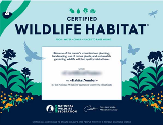 Certified Wildlife Habitat Certificate