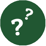 Forest green circle with question marks icon
