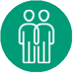 Green circle icon with two people side by side