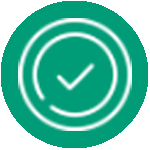 Green circle icon with check mark