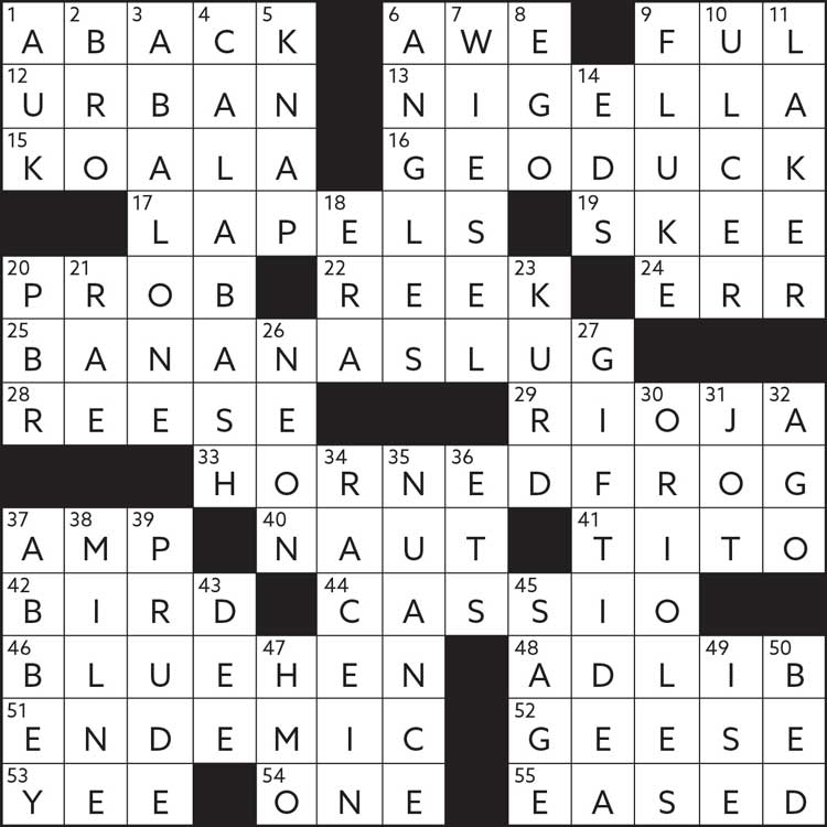 A graphic of a crossword with answers.