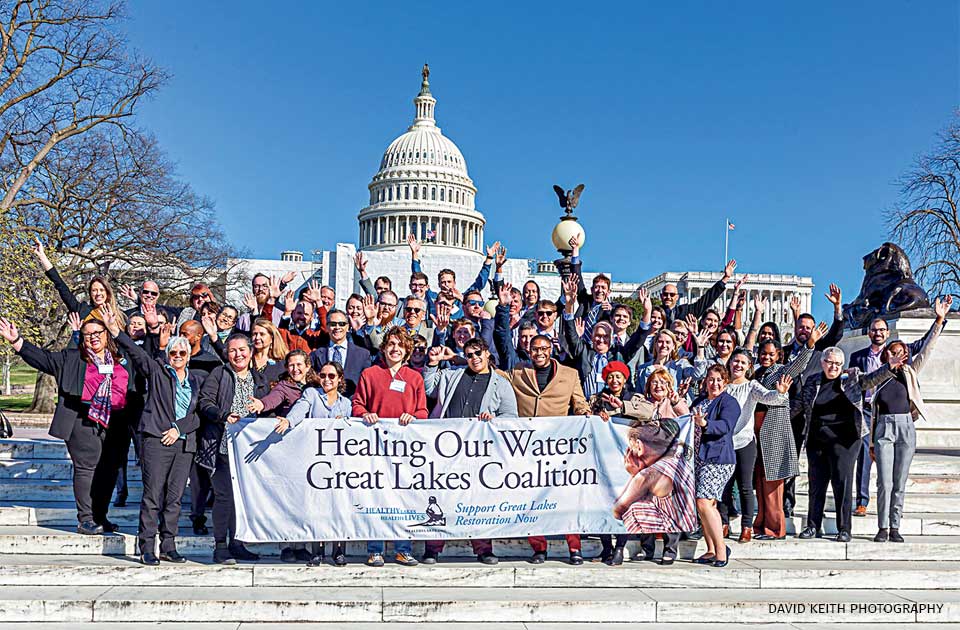 An image of people posing together during Healing Our Water Lobbying Day in Washington DC.