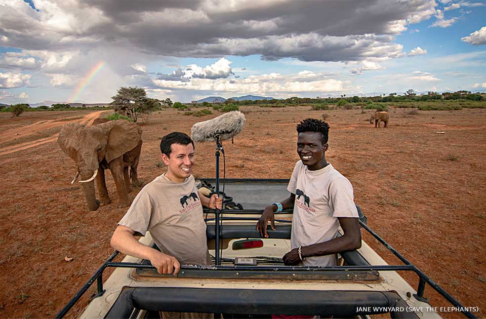 An image of Mickey Pardo and James Mpapa in Samburu National Reserve.