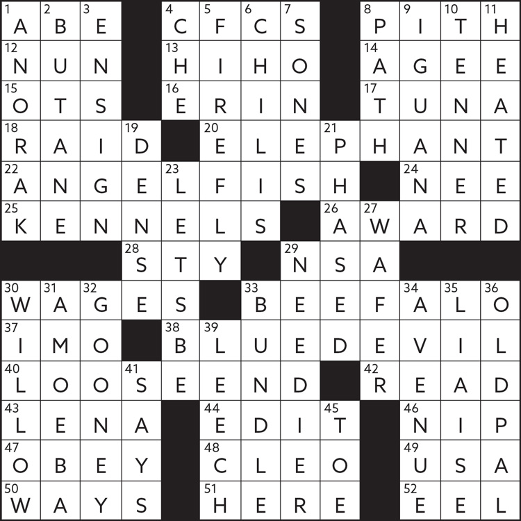 A graphic of a crossword with answers.