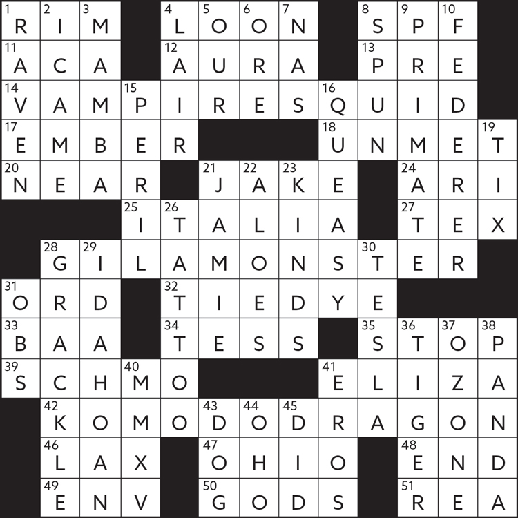 An image of a crossword grid with answers.