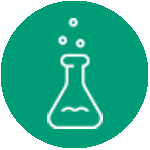 Beaker containing bubbling substance icon